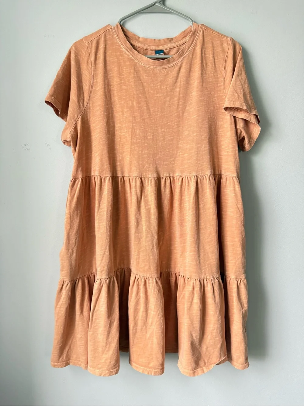 Old Navy Babydoll Dress Cottagecore Ruffles Cotton Peach Orange Boho Size L - Picture 1 of 8